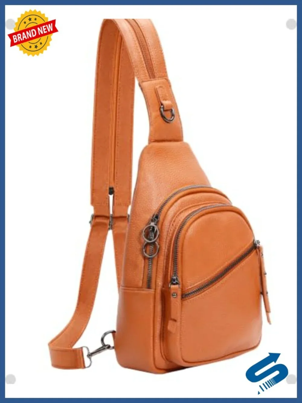 Genuine Leather Convertible Sling Backpack RFID Blocking Crossbody Purse